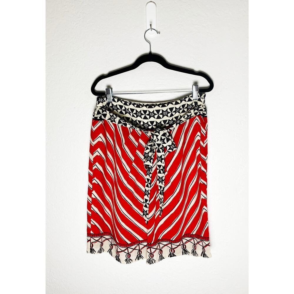 We Love Vera x Anthropologie Women's Stars & Stripes Skirt Red Beige Black
